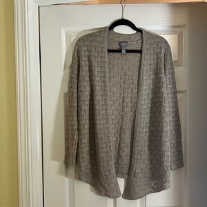 Chicos travelers gold basketweave sweater size 2.  See measurements.